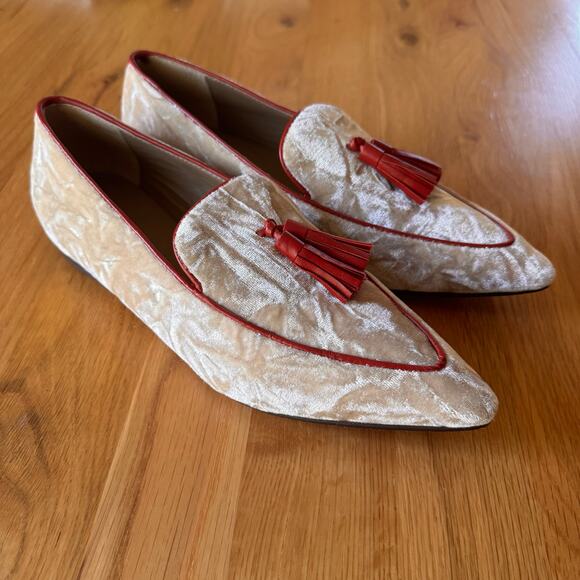 Saint G Saint Simona Cipra Velvet Tassel Moccasins Loafers in "Beige" Sz 7 - Picture 14 of 14